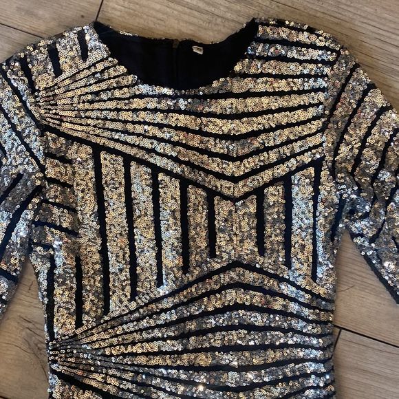 Vintage XS Prom Dress Mini Cocktail Dress Silver Sequence - Picture 4 of 5